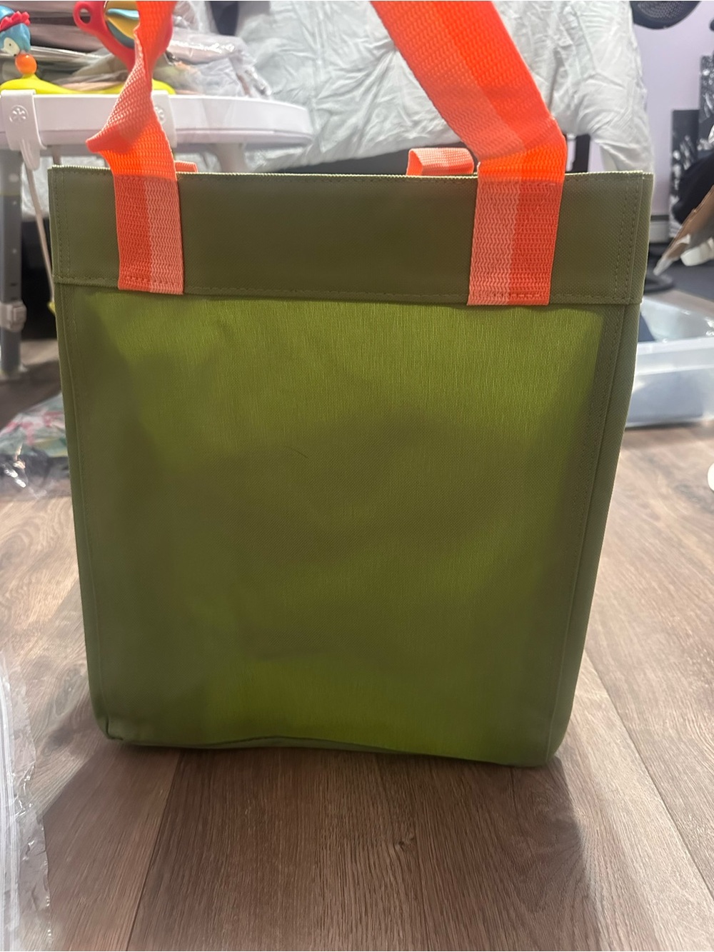 thirty-one Olive Green Tote with Coral Handles - Picture 4 of 4